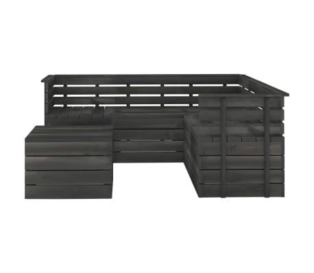 vidaXL Hagemøbelsett 6 deler paller heltre furu mørkegrå