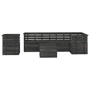 vidaXL 7-daļīgs dārza pale&scaron;u mēbeļu komplekts, priedes koks, pelēks