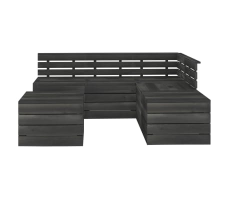 vidaXL 6 Piece Garden Pallet Lounge Set Solid Pinewood Dark Grey