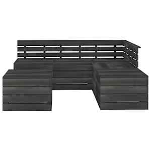 vidaXL 6 Piece Garden Pallet Lounge Set Solid Pinewood Dark Grey