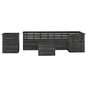 vidaXL Sodo komplektas i&scaron; palečių, 7 dalių, tamsiai pilkas, pu&scaron;is