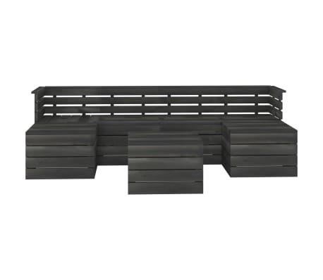 vidaXL 7-tlg. Garten-Sofagarnitur aus Paletten Kiefernholz Dunkelgrau