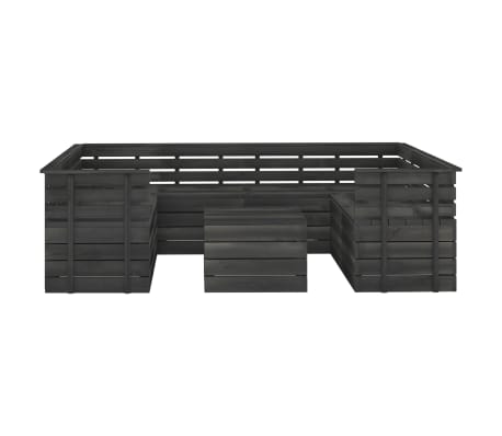 vidaXL Sodo komplektas i&scaron; palečių, 9 dalių, tamsiai pilkas, pu&scaron;is