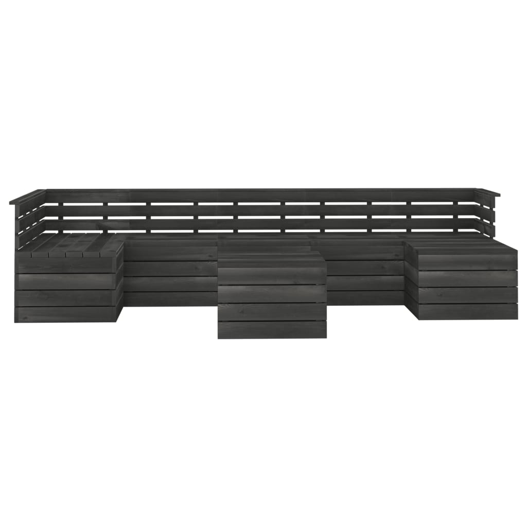 

vidaXL 8-delige Loungeset pallet massief grenenhout donkergrijs