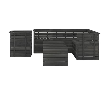 vidaXL Sodo komplektas i&scaron; palečių, 8 dalių, tamsiai pilkas, pu&scaron;is