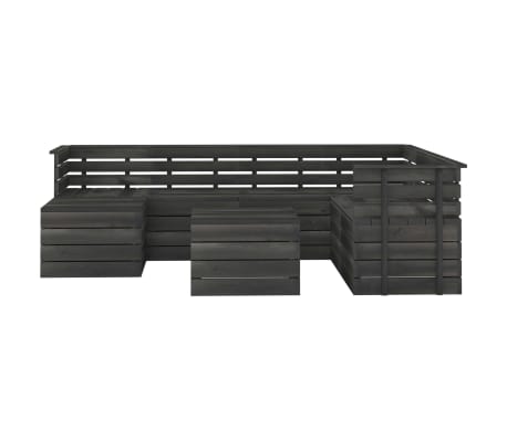 vidaXL Sodo komplektas i&scaron; palečių, 8 dalių, tamsiai pilkas, pu&scaron;is