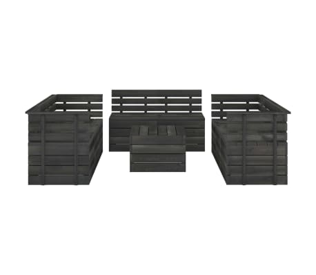 vidaXL Sodo komplektas i&scaron; palečių, 9 dalių, tamsiai pilkas, pu&scaron;is