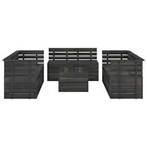 vidaXL Sodo komplektas i&scaron; palečių, 9 dalių, tamsiai pilkas, pu&scaron;is