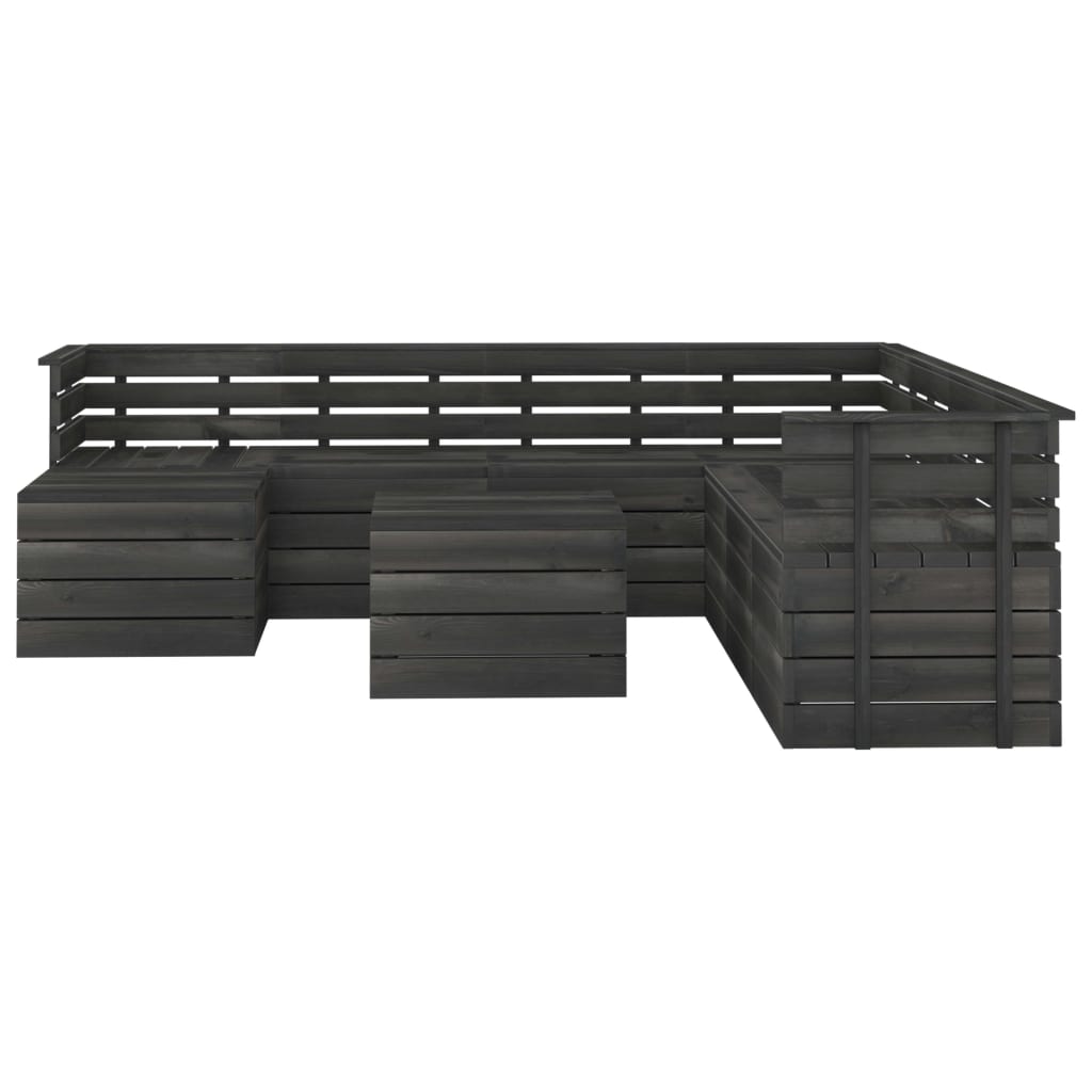 

vidaXL 9-delige Loungeset pallet massief grenenhout donkergrijs