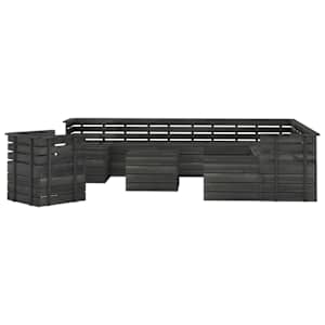 vidaXL Sodo komplektas i&scaron; palečių, 12 dalių, tamsiai pilkas, pu&scaron;is