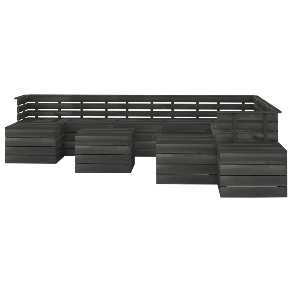 

vidaXL 12-delige Loungeset pallet massief grenenhout donkergrijs