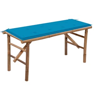 Skládací zahradní lavice s poduškou 118 cm bambus - obrázek 1