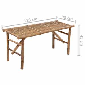 Skládací zahradní lavice s poduškou 118 cm bambus - obrázek 8
