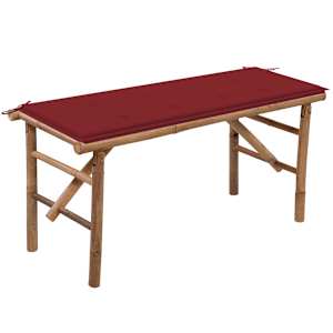 Skládací zahradní lavice s poduškou 118 cm bambus - obrázek 1