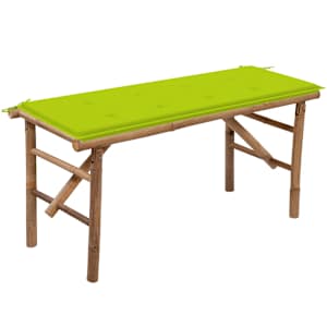 Skládací zahradní lavice s poduškou 118 cm bambus - obrázek 1