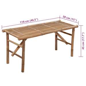 Skládací zahradní lavice s poduškou 118 cm bambus - obrázek 8