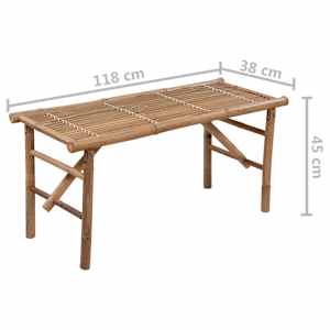 Skládací zahradní lavice s poduškou 118 cm bambus - obrázek 8