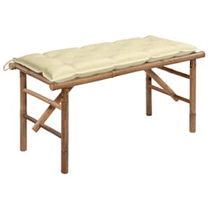 Skládací zahradní lavice s poduškou 118 cm bambus - obrázek 1