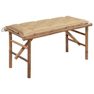 Skládací zahradní lavice s poduškou 118 cm bambus - obrázek 1