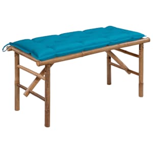 Skládací zahradní lavice s poduškou 118 cm bambus - obrázek 1