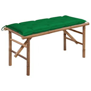Skládací zahradní lavice s poduškou 118 cm bambus - obrázek 1