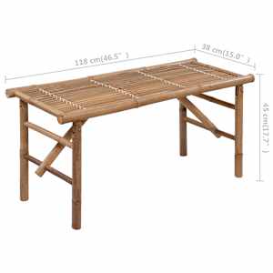Skládací zahradní lavice s poduškou 118 cm bambus - obrázek 9