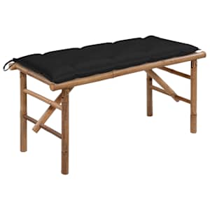 Skládací zahradní lavice s poduškou 118 cm bambus - obrázek 1