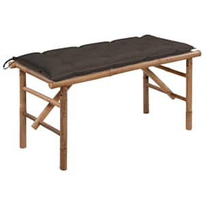Skládací zahradní lavice s poduškou 118 cm bambus - obrázek 1