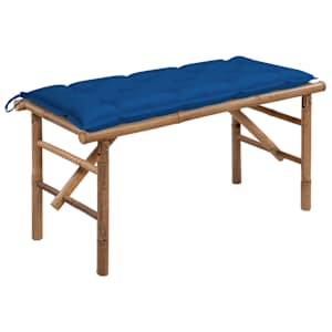 Skládací zahradní lavice s poduškou 118 cm bambus - obrázek 1