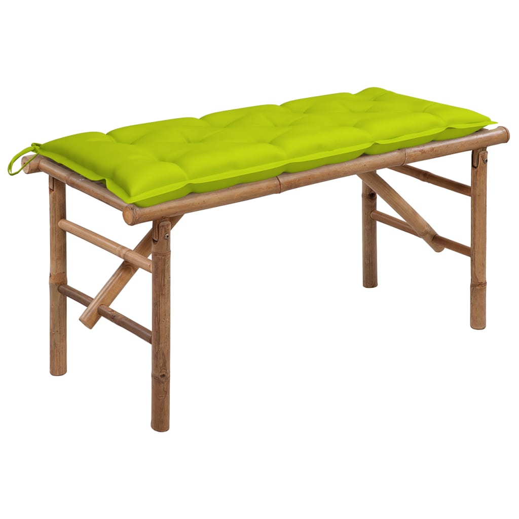 Folding Garden Bench with Cushion 118 cm Bamboo