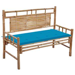 Zahradní lavice s poduškou 120 cm bambus - obrázek 1