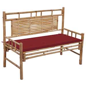 Zahradní lavice s poduškou 120 cm bambus - obrázek 1