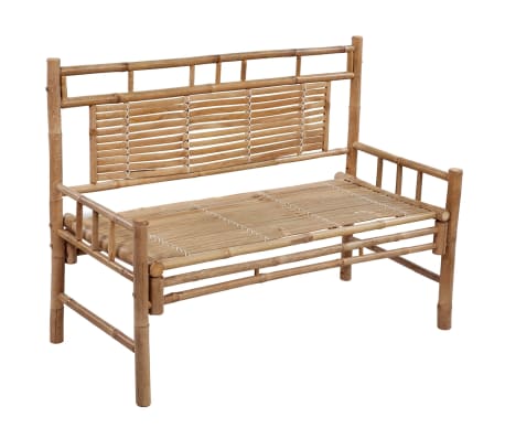 vidaXL Градинска пейка с възглавница, 120 см, бамбук