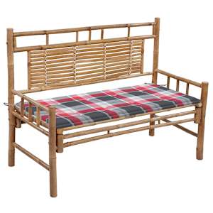 Zahradní lavice s poduškou 120 cm bambus - obrázek 1