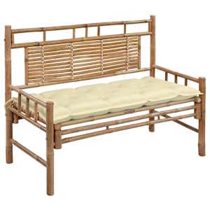 Zahradní lavice s poduškou 120 cm bambus - obrázek 1
