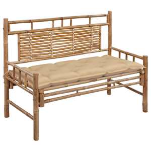 Zahradní lavice s poduškou 120 cm bambus - obrázek 1
