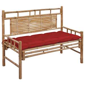Zahradní lavice s poduškou 120 cm bambus - obrázek 1