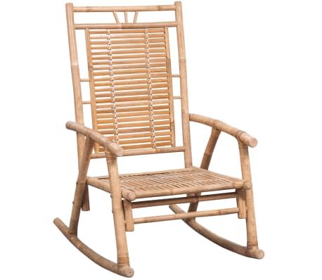 vidaXL Rocking Chair with Cushion Bamboo | vidaXL.com