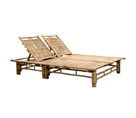 vidaXL 2-Person Sun Lounger with Cushions Bamboo