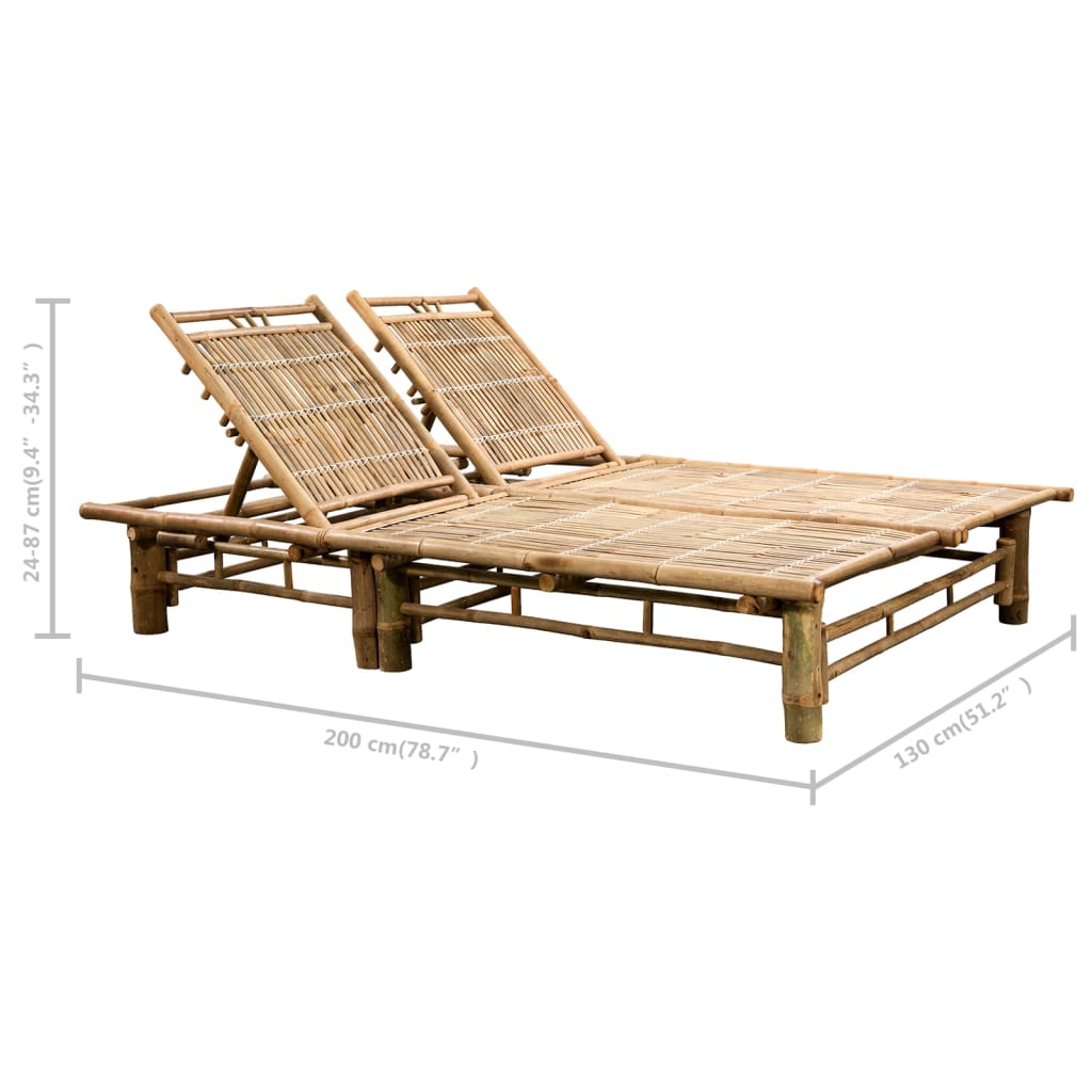 Dvivietis saulės gultas su čiužinukais, bambukas | Stepinfit
