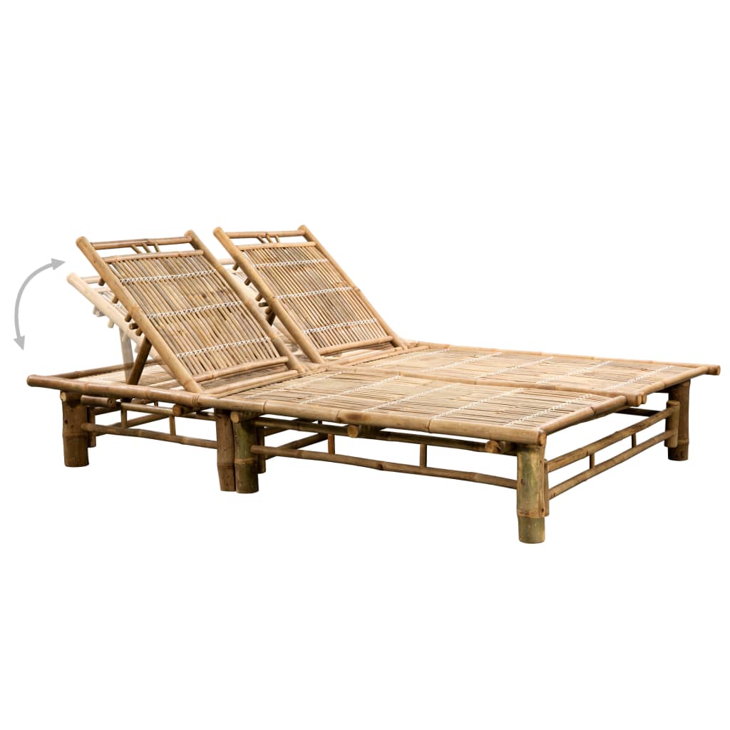 Dvivietis saulės gultas su čiužinukais, bambukas | Stepinfit