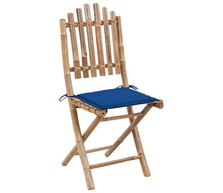 vidaXL Sedie da Giardino Pieghevoli 2 pz con Cuscini in Bamb&ugrave;