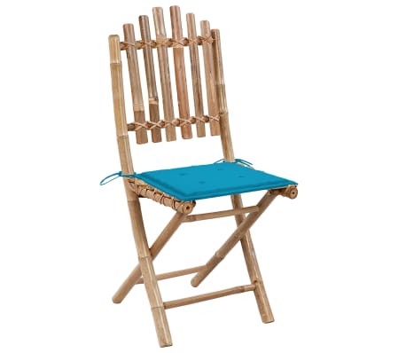 vidaXL Skladacie záhradné stoličky s podložkami 2 ks bambus