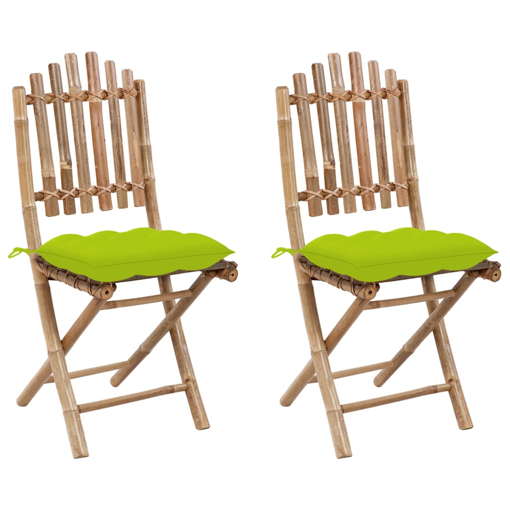 Klappbare Gartenstühle 2 Stk. mit Kissen Bambus Königsblau 2 40 x 40 x 4 cm 1