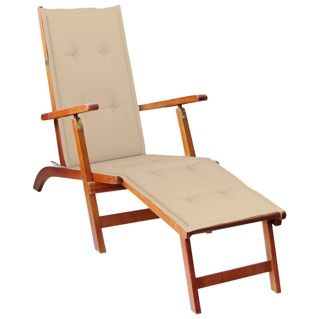 Photos - Garden Furniture VidaXL Patio Deck Chair with Footrest and Cushion Solid Wood Acacia 