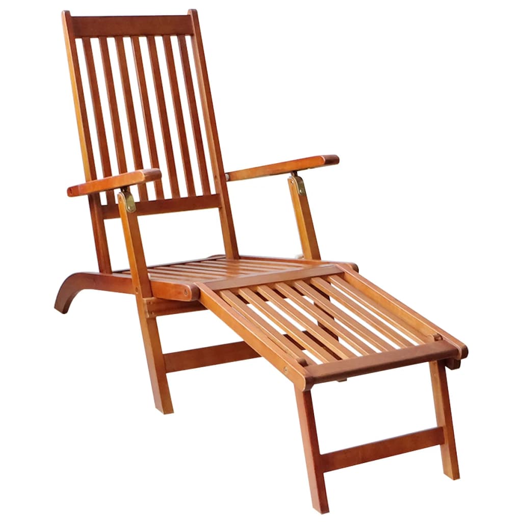 Liegestuhl mit Fußstütze und Auflage Akazie Massivholz kaufen 2