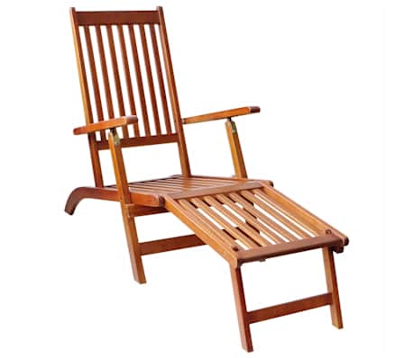 vidaXL Outdoor Deck Chair with Footrest and Cushion Solid Acacia Wood