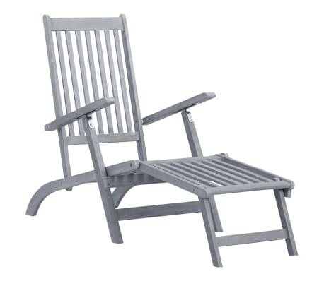 vidaXL Patio Deck Chair with Footrest and Cushion Solid Wood Acacia