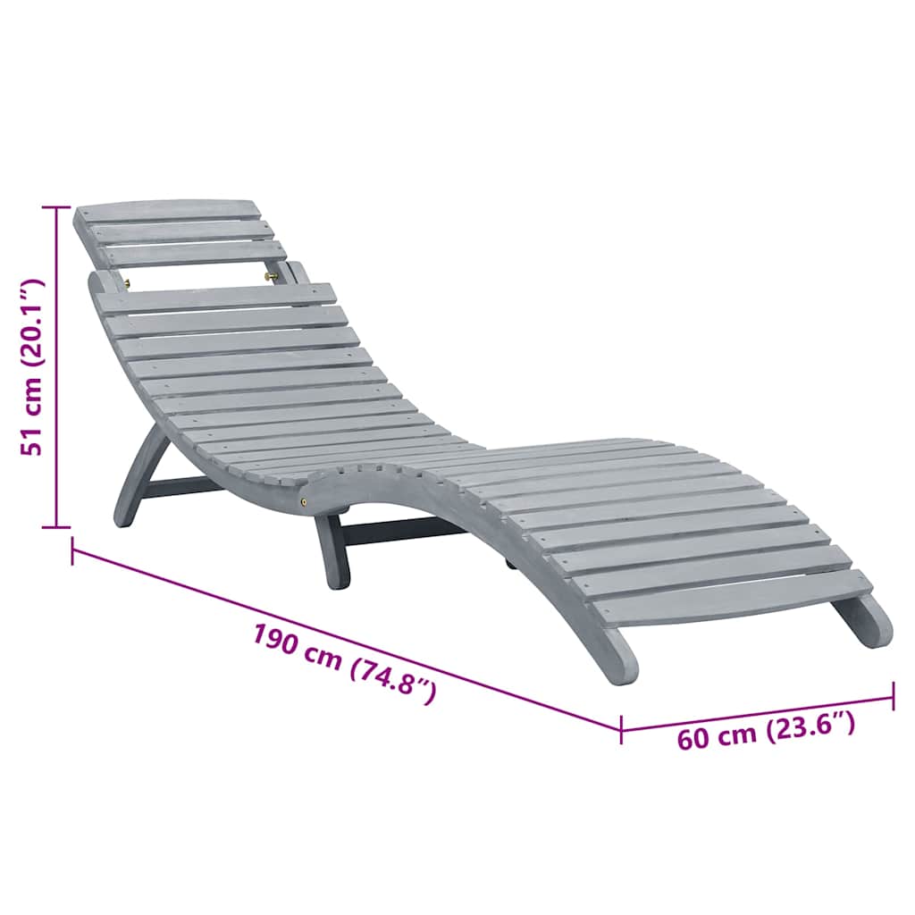 Ligbed met kussen massief acaciahout grijs image 16