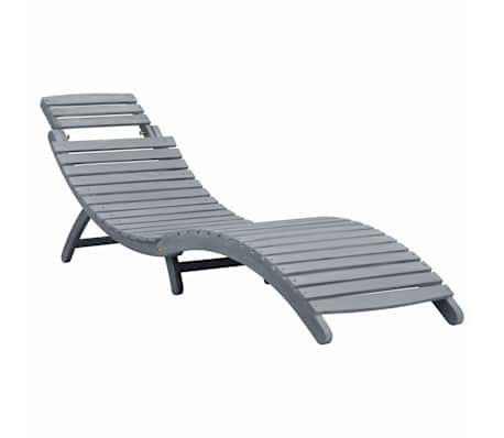 vidaXL Sun Lounger with Cushion Gray Solid Acacia Wood